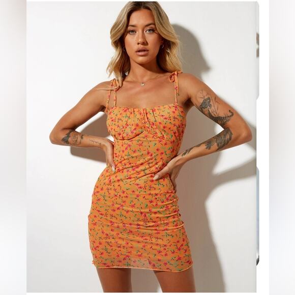 Motel Holina Mini Dress In Summer Sun, size XS - Picture 3 of 10